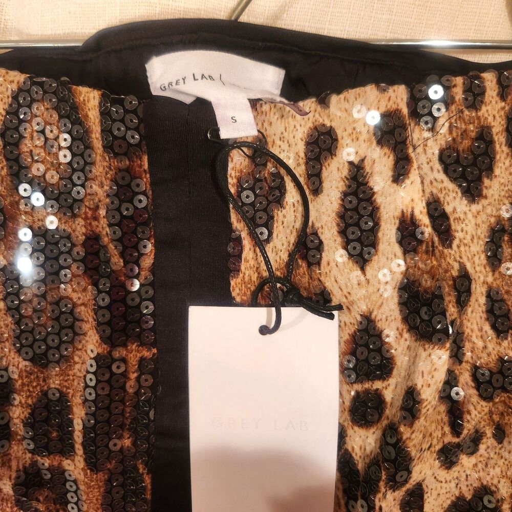 NWT Grey Lab x Anthropologie Sequin Leopard Print Midi Skirt Animal Print- Small - Picture 5 of 13